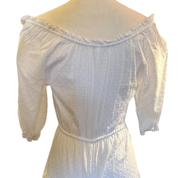 Zimmermann White Swiss Dot Cotton Romper Off Shoulder Tie Waist Size 8 M fits S - Picture 6 of 12